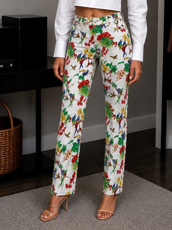 Etro Denim - Etro White Forest Printed Denim Skinny Jeans 28